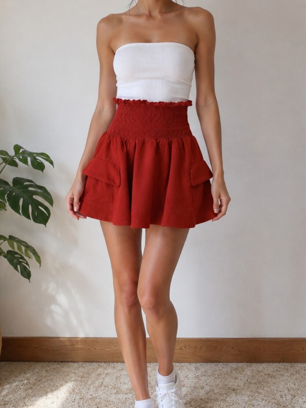 Size X's SNIDEL DOUBLE LAYERED RUFFLE HEM BOHO KAWAII SKIRT RED